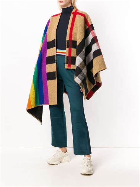 burberry rainbow vintage check poncho.